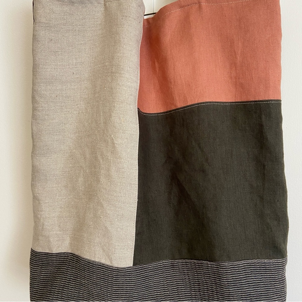 Colorblock Linen and Cotton Tote Bag - Picture 4 of 9
